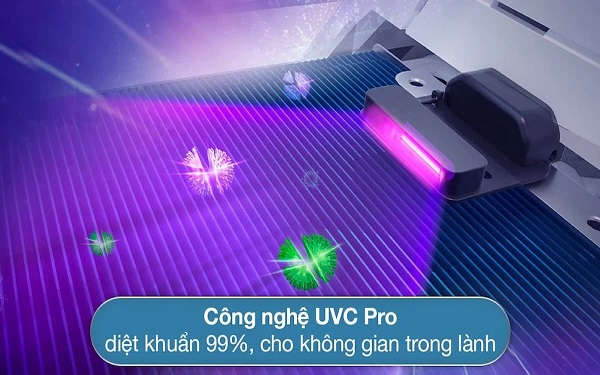 Công nghệ lọc không khí UVC PRO độc quyền của Aqua giúp diệt khuẩn trong không khí lên đến 90%