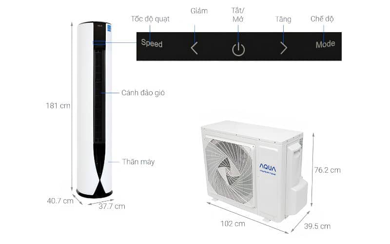 Điều hòa tủ đứng gồm 2 bộ phận chính: dàn nóng và dàn lạnh