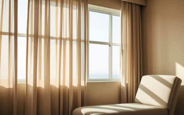 Sử dụng rèm cửa vừa tăng tính thấm mỹ, vừa hạn chế tiếng ồn từ bên ngoài